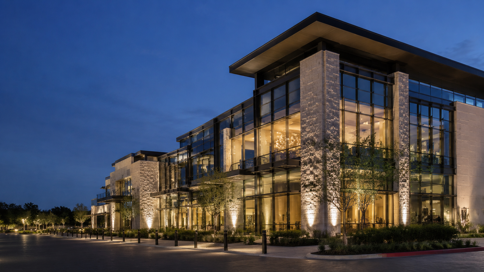 Commercial development at blue hour